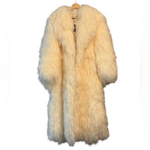 Woolsy Long White 100% Mongolian Sheepskin Shearling Fur Coat